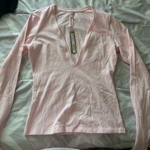 SKIMS Light Pink V-Neck Long Sleeve